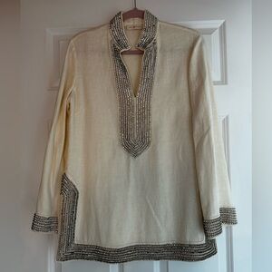 Tory Burch Embellished Linen Tunic size 6